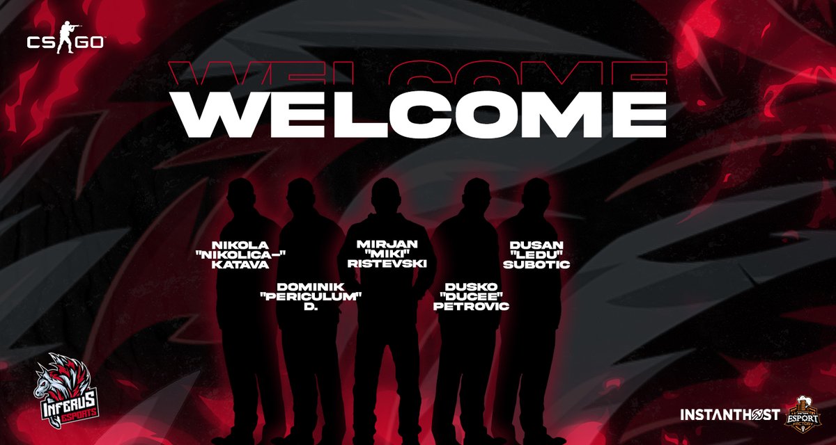 InferusOfficial's tweet photo. We welcome our new CS:GO Main Team and look forward to the successful future and the exciting matches we will experience.
🇧🇦#nikolica-
🇧🇦#periculum
🇲🇰#MiKi
🇷🇸#Ducee
🇷🇸#Ledu
#FlyHighInferus #CSGO #esport https://t.co/ohUCjcI1ha