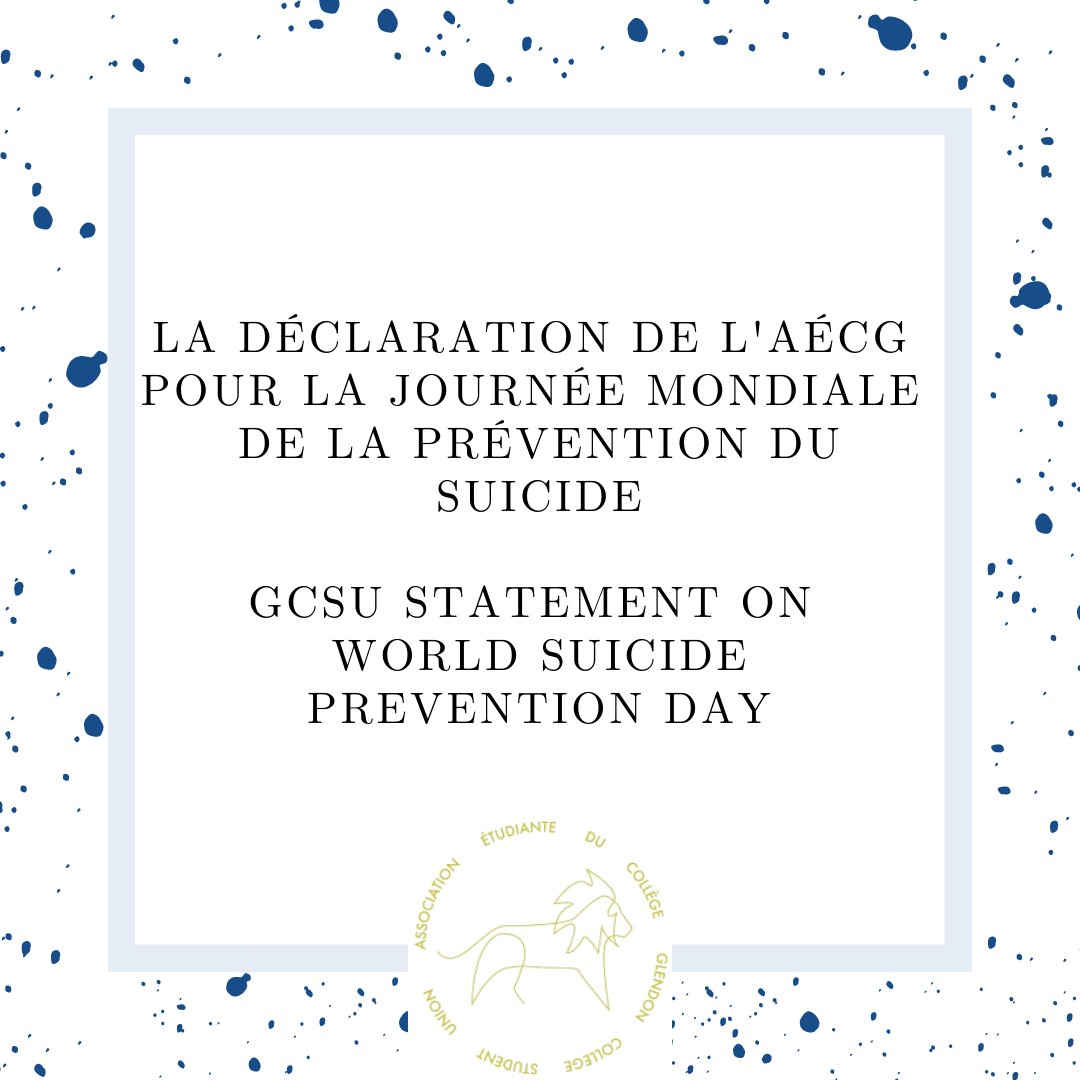 “[TW: mentions of suicide] September 10th marks Suicide Prevention Day. This day serves as an opportunity to raise awareness of suicide and to promote well-informed action that intends to reduce the number of attempts globally... 

Full Statement: aecgcsu.com/dclarations-of…
