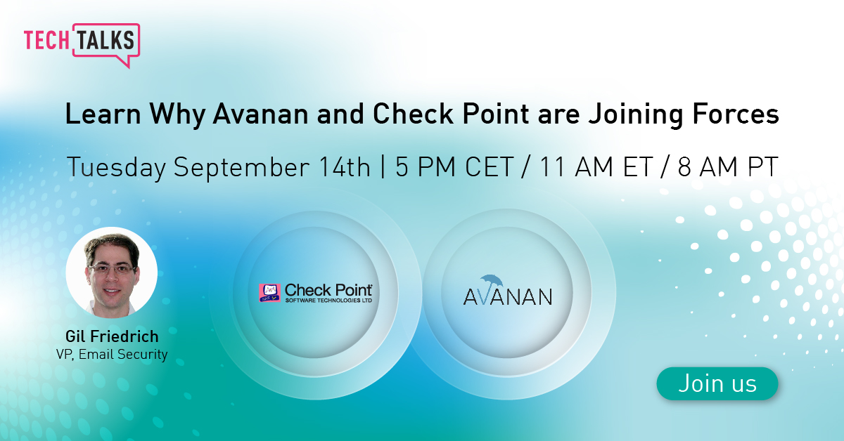 PhoneBoy's tweet photo. Our next @CPCheckMates TechTalk is on why @AvananSecurity and @CheckPointSW are better together. Take your #EmailSecurity and #CollaborationSecurity to Infinity and beyond!
https://t.co/yYwZ2BpSGM https://t.co/ZkXWzS1BNC