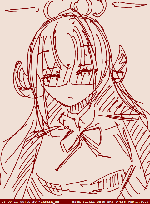 陸八魔アル(ブルアカ) 「眠い時のアル社長 #tegaki_dt 」|アンシオンのイラスト