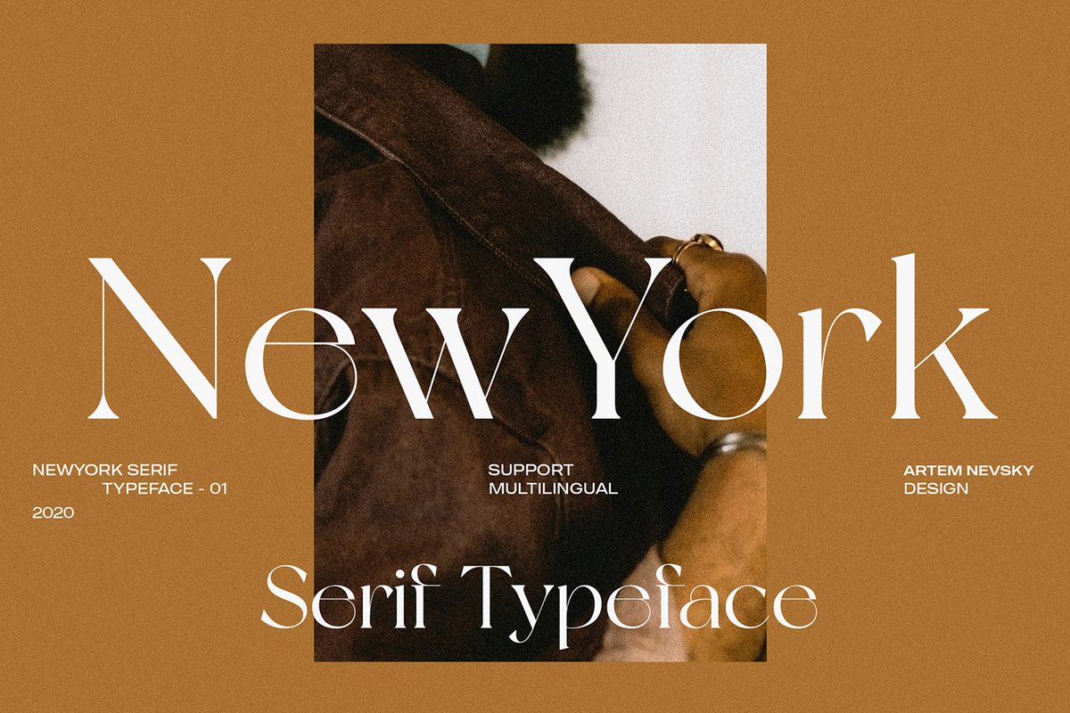 Illustration of a modern, serif typeface called "New York"