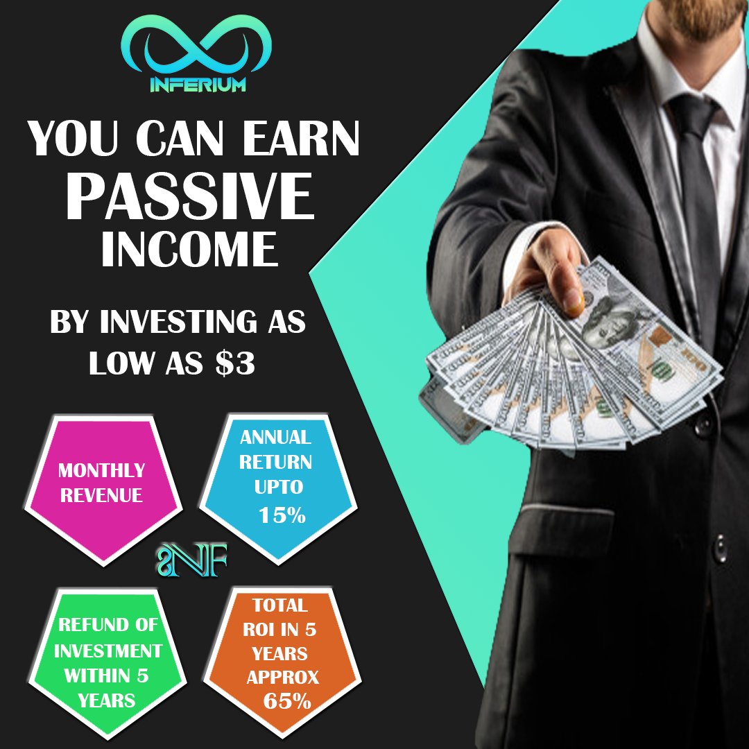 _inferium's tweet photo. Earn Passive Income
➡️Monthly Fixed Revenue💵
➡️Annual Return Of Up To 15%📊
➡️Refund Of Investment In 2-5 Years📅
➡️Total ROI Of Approximate 65% + Refund=165%📈
➡️All Of The Above By Investing As Low As $3↩️
➡️Get Started Now https://t.co/2in2TMKmlO ℹ️

#passiveincome #invest https://t.co/lIMIp6vtfj