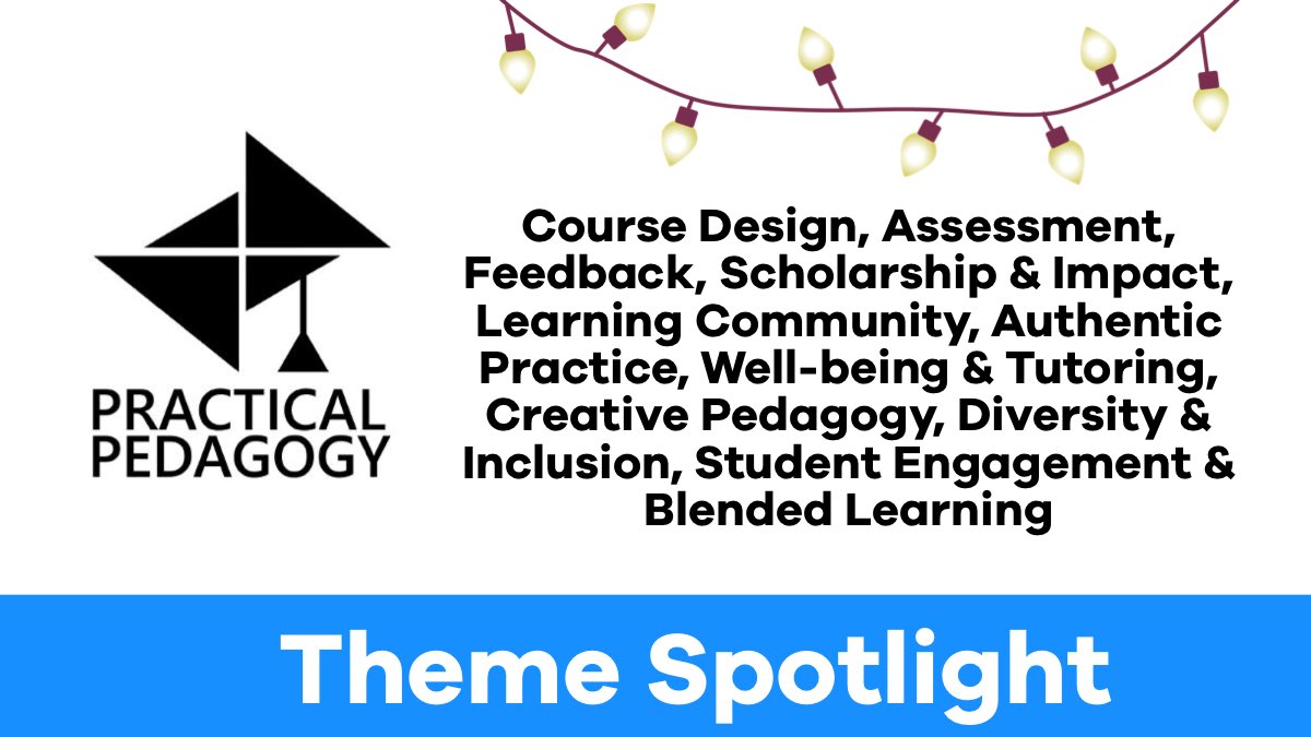 #PracticalPedagogy1 Conference Themes Spotlight 💡

Course Design, Assessment, Feedback, Scholarship &amp; Impact, Learning Community, Authentic Practice, Well-being &amp; Tutoring, Creative Pedagogy…

When: 13th of Sept 
Full Programme &amp; Registration: practicalpedagogy.org