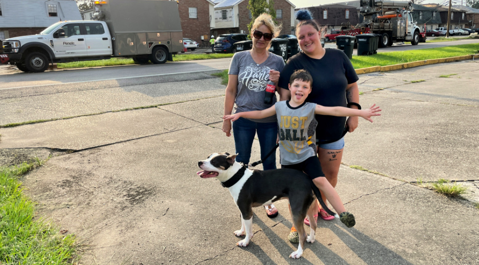 firstenergycorp's tweet photo. ❤️👷‍♂️ Hundreds of our workers are being met with bundles of thanks in Louisiana as they help @Entergy restore power to locals following #Ida. One New Orleans family shares their story and appreciation for crews who have traveled hundreds of miles help: https://t.co/ONB00CpbEJ https://t.co/iZbIjD6fEB