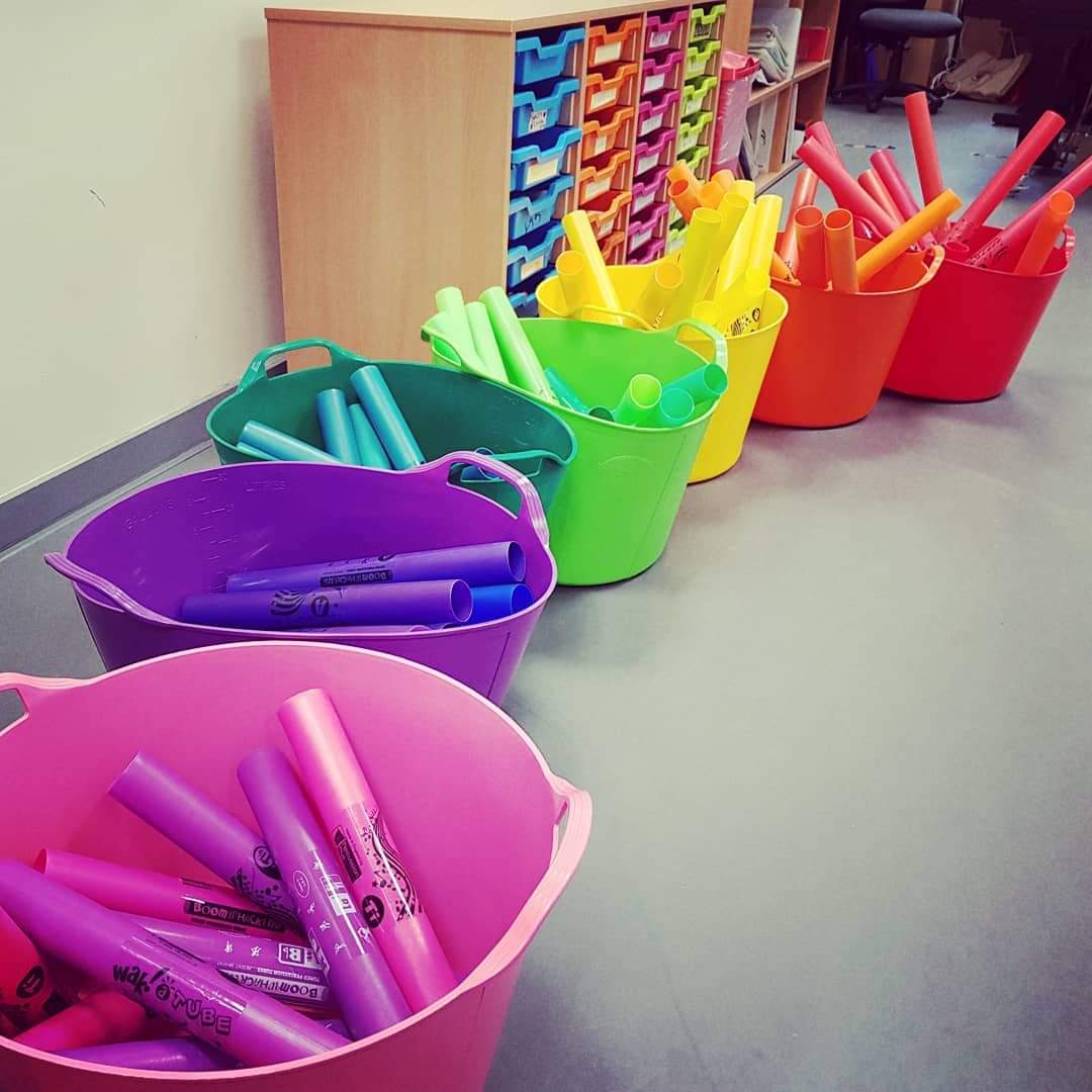 Setting the standard in #boomwhacker storage, thanks to our new tubs from <a href="/RainbowTrugs/">RainbowTrugs®🇬🇧</a>