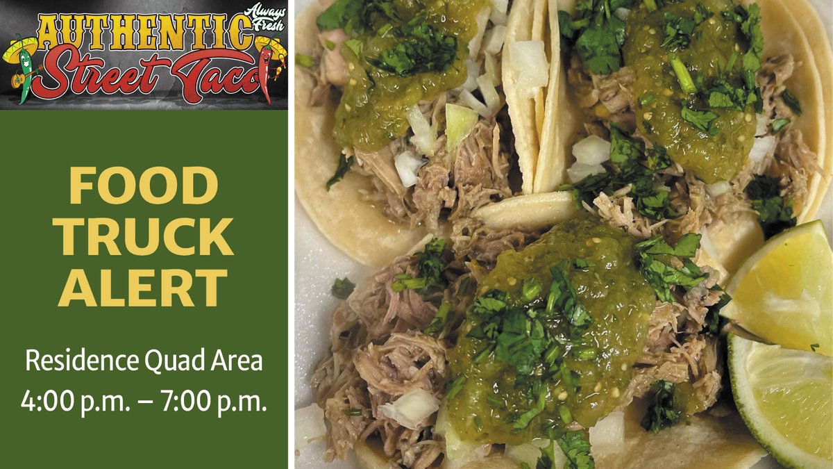 sacstatedining's tweet image. You can NEVER have too many tacos in a week! Especially street tacos – they’re mighty and delicious! Authentic Street Taco will be on campus today, so stop by and grab a taco, burrito, or some loaded fries. You won’t be disappointed. #hornetsdining