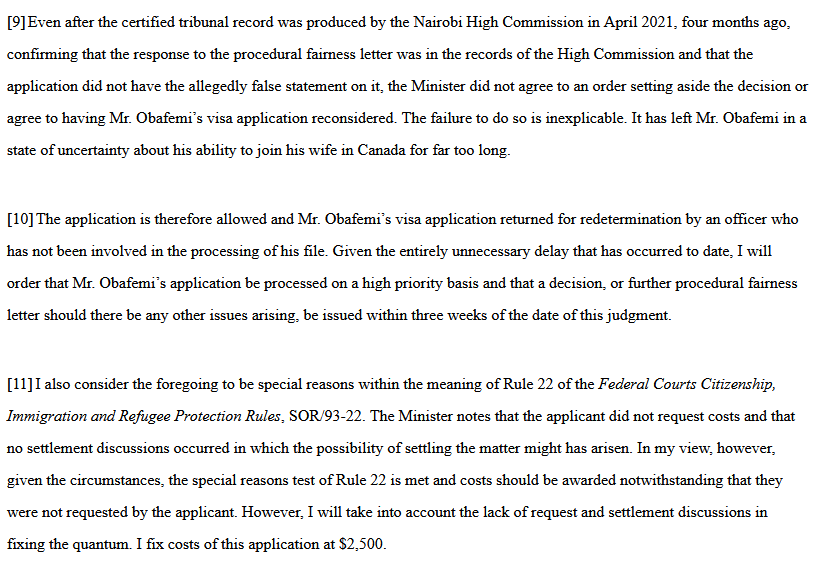 smeurrens's tweet photo. Federal Court orders IRCC pay $2,500 to someone refused for misrep. An officer determined that the applicant checked "no" to previous refusals even though he clearly clicked "yes." Justice McHaffie found it inexplicable that the JR was not settled. https://t.co/zC0OdN7lY6 https://t.co/n7zjQTLtdN