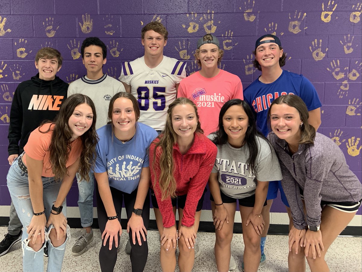 🟣 🟡 Congratulations to the 2021 Muskie Homecoming Court! 🟣 🟡
Candidates:
Grant Bode, Emilio Bobay, Douglas Custis, Spencer Kilburn, &amp; Nolan Recker
Kaylynn Bynum, Grace Bode, Paige Mathias, Bree Seaman, &amp; Perla Rios