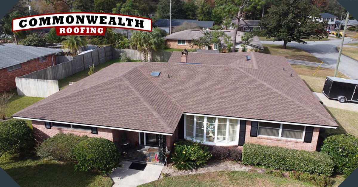Highlighting a #ReRoofin the #Arlingwood neighborhood🏡. It has #DeadValley areas where 2+ slopes meet making it hard for water to runoff😬We’ve waterproofed roofs for years so this home came out beautifully🌟Ft <a href="/GAF/">GAF</a> Timberline HDZ Hickory Call 904-647-6994 for a #FreeInspection