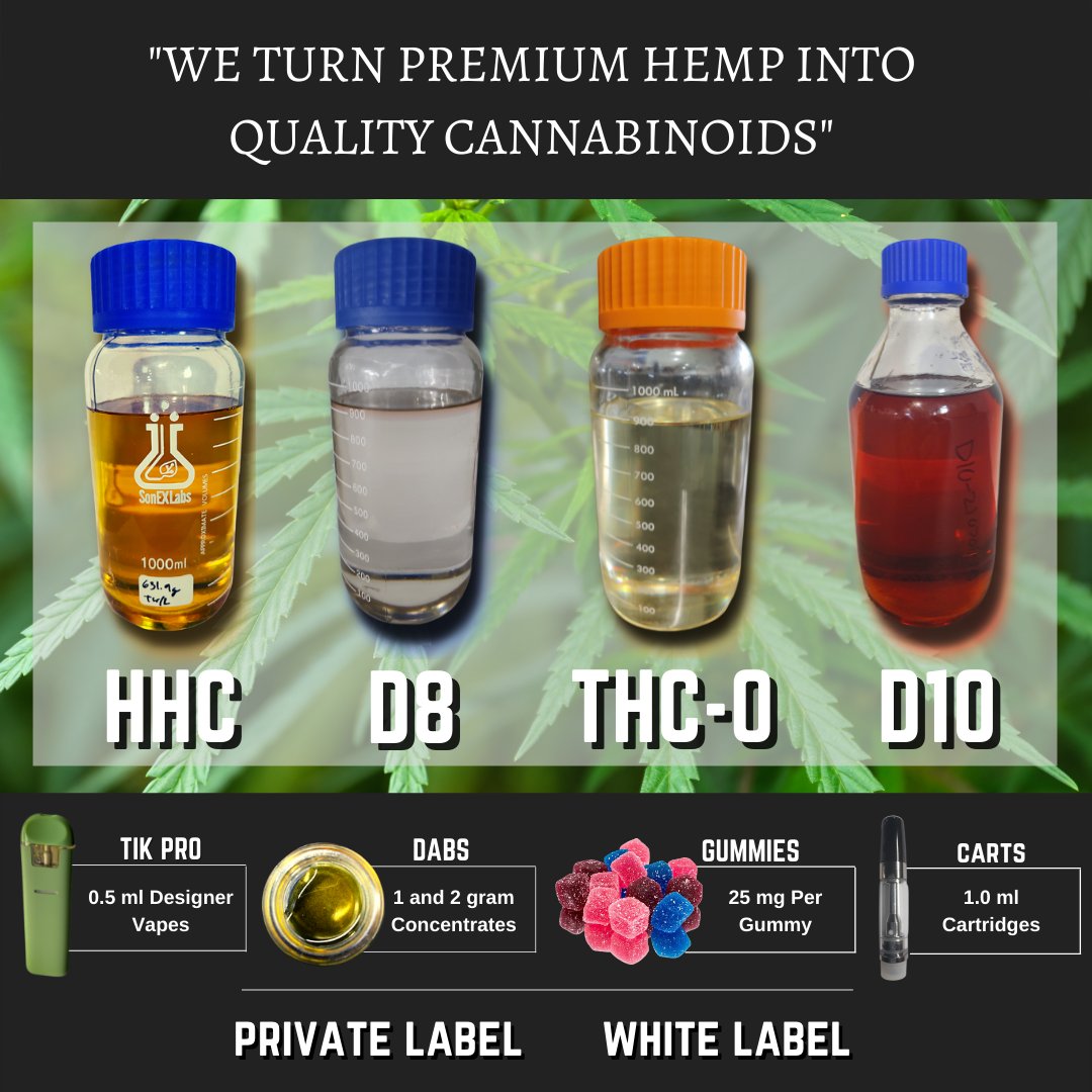 SonexLabs's tweet photo. We have the cannabinoids you are looking for! Mike: 713-206-6675 / Krystle: 303-319-6885

#sonexlabs #extract #cbd #cannabinoids #extraction #cbddistillate #hempextraction #hempprocessing #crudeoil #cannabisextraction #distillation #cbdwholesalers #cbddistributors #cbdextract https://t.co/5gfI0U6eRM