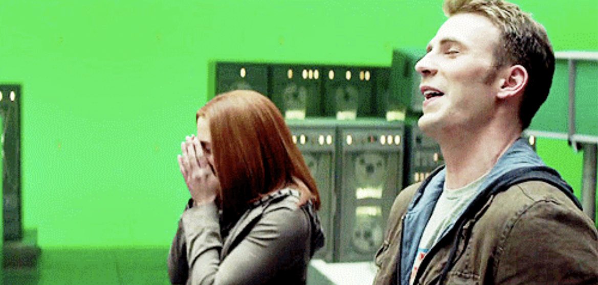 miss_LulaMae's tweet image. Chris Evans and Scarlett Johansson 24/7 when they're working together