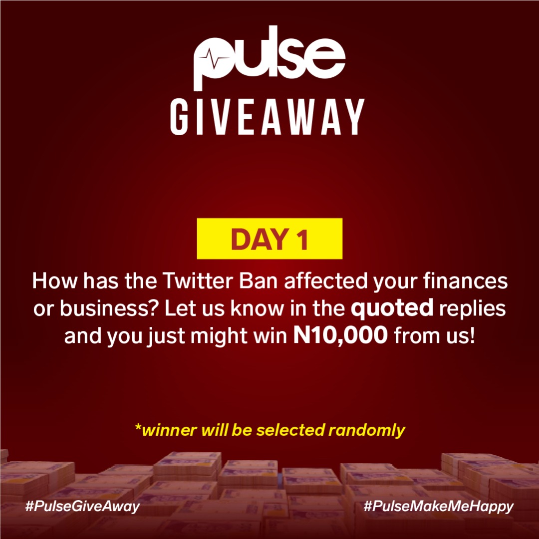 PulseNigeria247's tweet photo. It's GIVEAWAY o'clock! πΊππΎ
All you have to do is quote this question with your reply using #PulseGiveaway & #PulseMakeMeHappy.
Best of luck guys! Letβs go! π₯π https://t.co/2f8BPSmXnW
