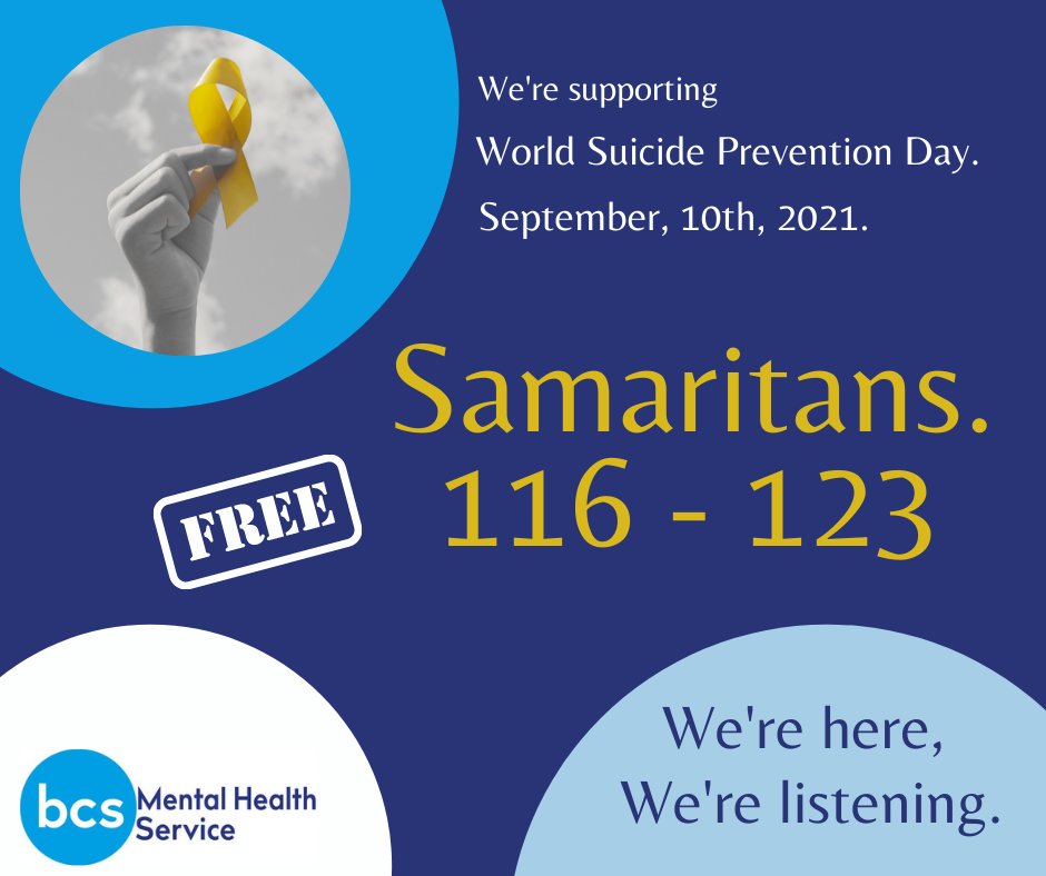 Barrytherapy's tweet photo. Today we show support for World Suicide Prevention Day!
If you or anyone you know are struggling and you need to reach out for support, the Samaritans have a free telephone number you can call anytime, from any phone for help. https://t.co/12OJVXKEBA