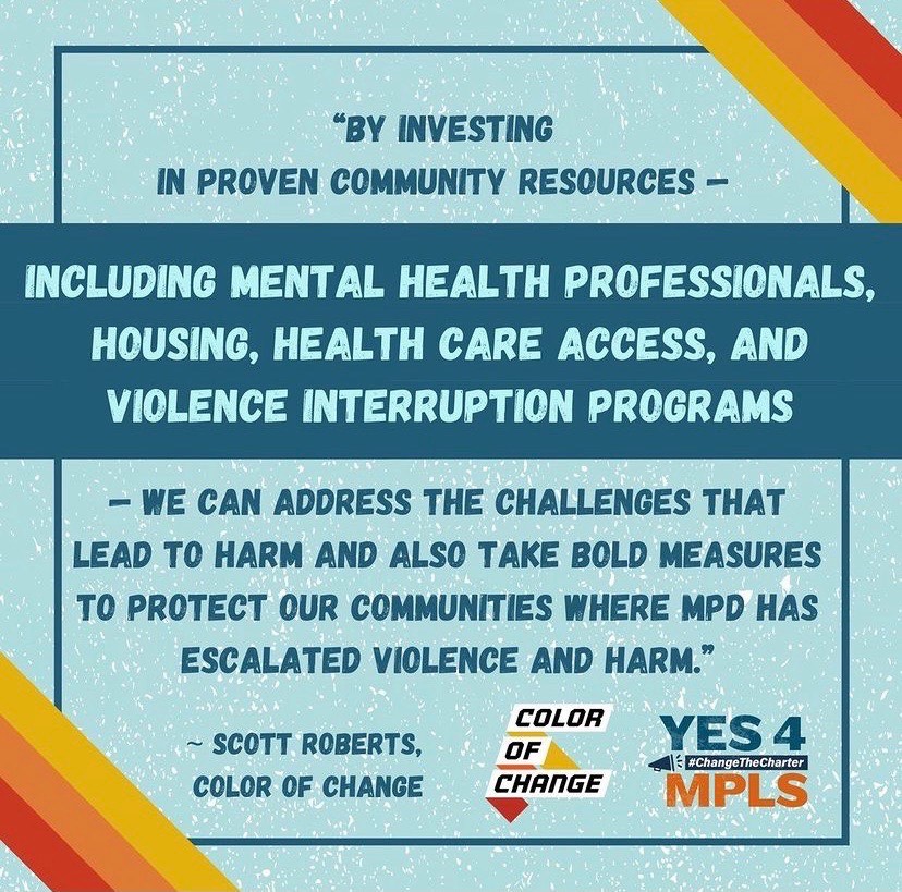 Reasons we believe you should vote YES to question 2 about EXPANDING PUBLIC SAFETY. For more information, follow @Yes4Minneapolis #MillionArtistMovement #Yes4Minneapolis #PublicSafety #MentalHealth #Holistic #CommunityInterventions