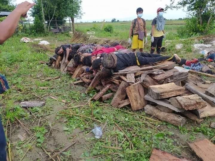 Terrible pics emerging from #GantGaw township of yet another alleged massacre. #Myanmar’s military is at war with its own people. #WhatsHappeninglnMyanmar constitutes crimes against humanity.