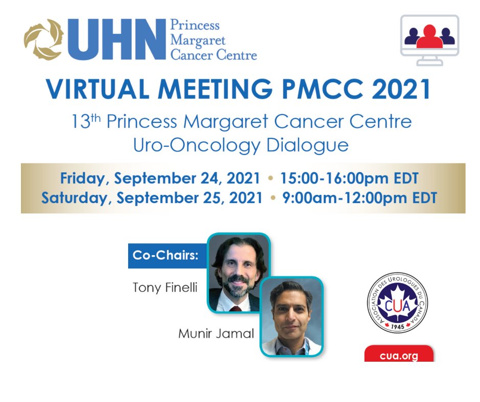 Let's get ready, because it's 'The 13th Princess Margaret Cancer Centre (PMCC) Uro-Oncology Dialogue' in only 2 weeks! Hurry up and register here: cua.org/fr/event/7694 #urology #urologist #oncology #oncologist #EducationBeginsHere #CUAConnects #PMCC21