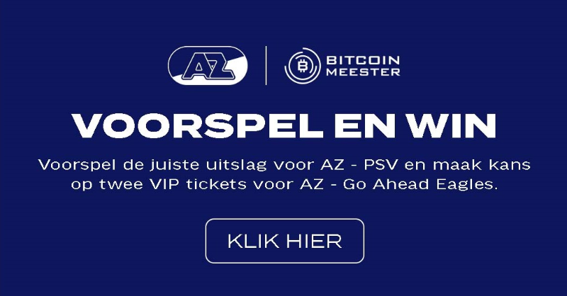 AZAlkmaar's tweet photo. 🤔 𝐏𝐫𝐞𝐝𝐢𝐜𝐭 &amp; 𝐖𝐢𝐧

🦅 Voorspel de rust- en eindstand van AZ - PSV en maak kans op twee VIP-tickets voor het thuisduel met Go Ahead Eagles.

#AZ #azpsv | @bitcoin_meester