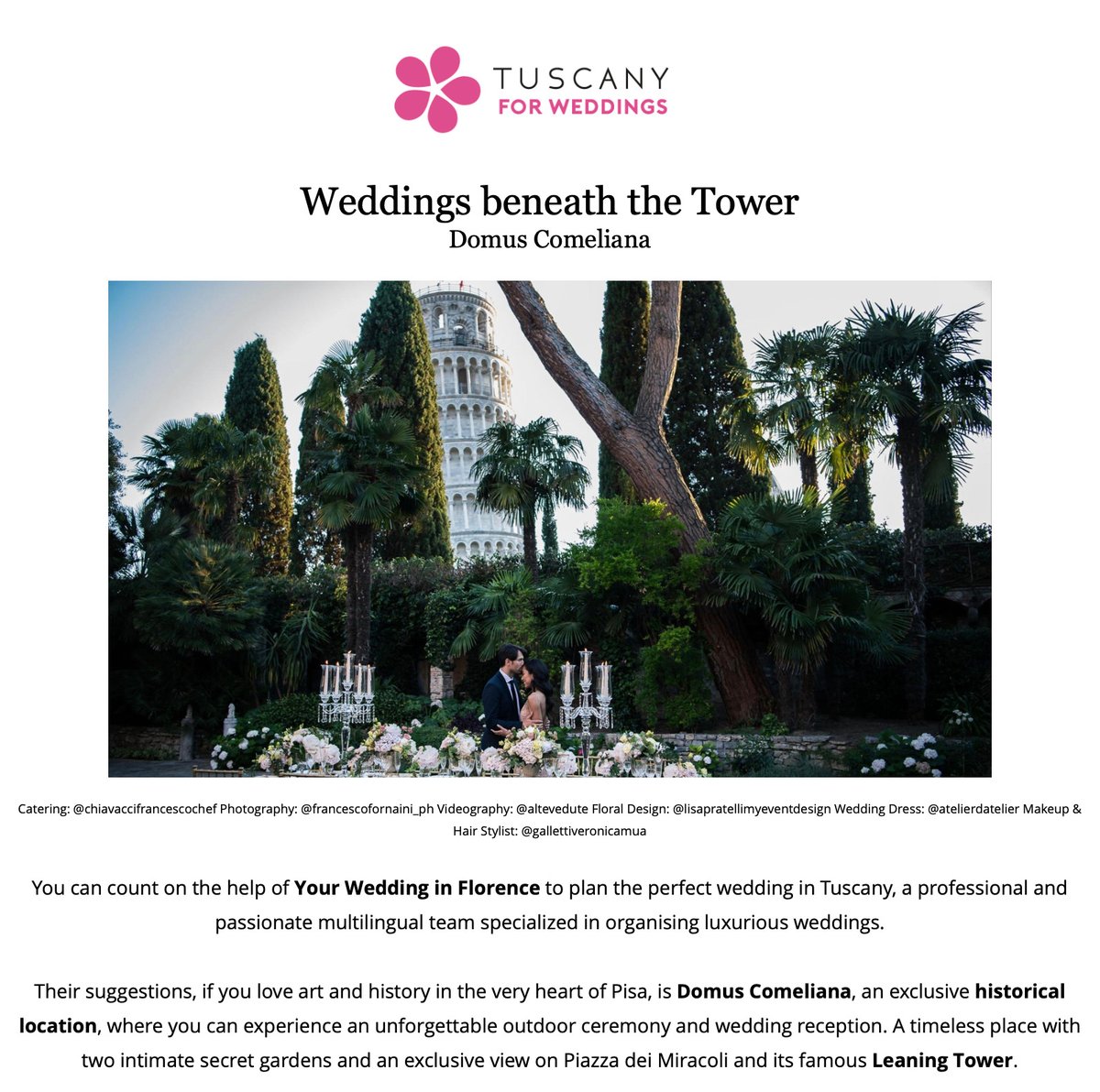 Are you looking for historic venues with private Villa in Tuscany where to celebrate destination weddings with exclusive use? Pisa has enchanted spots! Read up our latest article and contact us for more info #pisa #destinationwedding #weddingplanner #yourweddinginflorence
