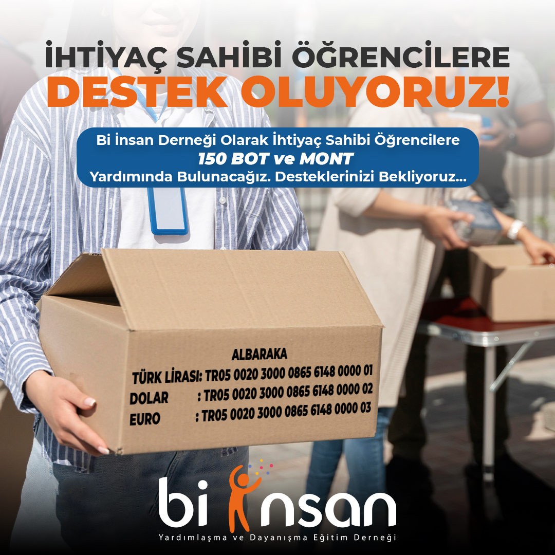 İhtiyaç sahibi öğrencilere destek oluyoruz,desteklerinizi bekliyoruz!

#biinsanderneği #yardım #destek #montyardımı #botyardımı