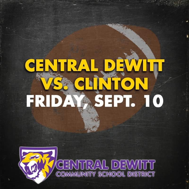 CentralDeWitt's tweet photo. Come cheer on our Sabers as they face Clinton at home tonight. Tickets for adults and students are $6. We will also be recognizing youth football players and coaches between games. Fresh/soph game starts at 5 p.m. and varsity at 7:15 p.m. Let's go, Sabers! #gosabers #cdcsd https://t.co/bYdOpLIpSN