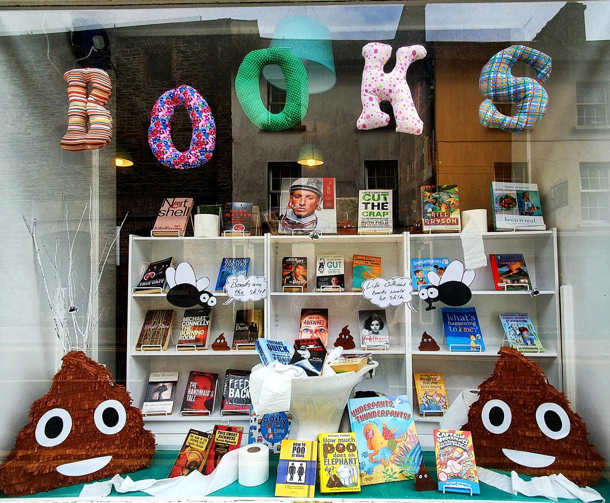 nr_book_shelter's tweet photo. I'll leave you to caption this week's window display 💩💩💩

#newwindowdisplay #poop #bestshitever #indiebookshop #secondhandbooks #booklovers #books #prelovedbooks #localshop #NewRoss #Wexford #supportlocal #BookTwitter https://t.co/mFIv31cO5U