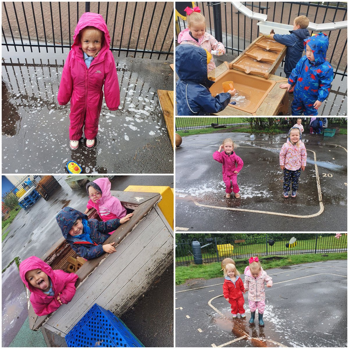 Simpson nursery children, enjoying the rainy day this week! 🌈🌧😊