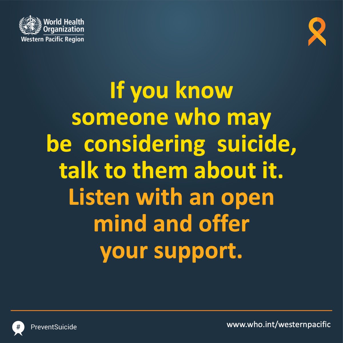 WHOWPRO's tweet photo. Worried that someone you care about may be considering suicide? Reach out, listen to them, and offer support. It can make all the difference.  

#MentalHealth https://t.co/jZOKJk27v7
