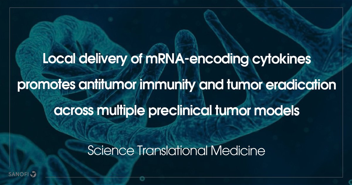 sanofi's tweet photo. What is the potential impact of #mRNA technology on immunotherapy? Check out this @ScienceTM article to see what Sanofi scientists are learning about mRNA’s impact on tumors: https://t.co/GdlIxytR9j
#SanofiScience https://t.co/LKpJlpc4o1