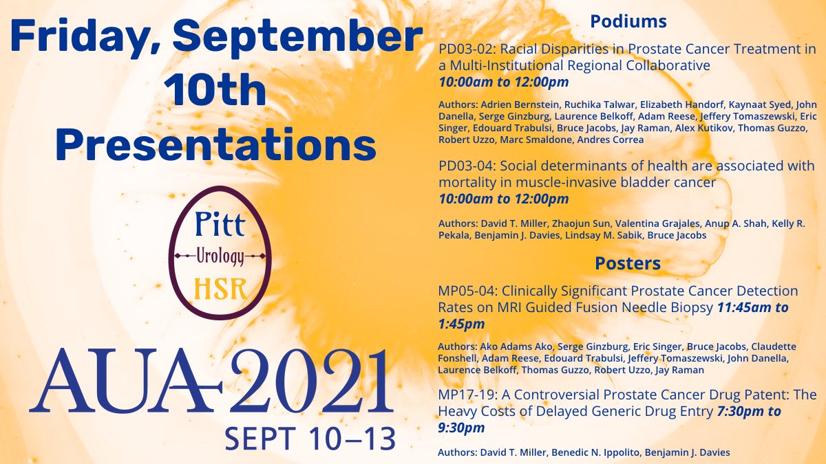 Pitt Urology HSR Division (@hsr_uro_pitt) on Twitter photo Check out our team's presentations today at the <a href="/AmerUrological/">Amer. Urol. Assn.</a> virtual meeting! #AUA2021 Check out our team's presentations today at the <a href="/AmerUrological/">Amer. Urol. Assn.</a> virtual meeting! #AUA2021