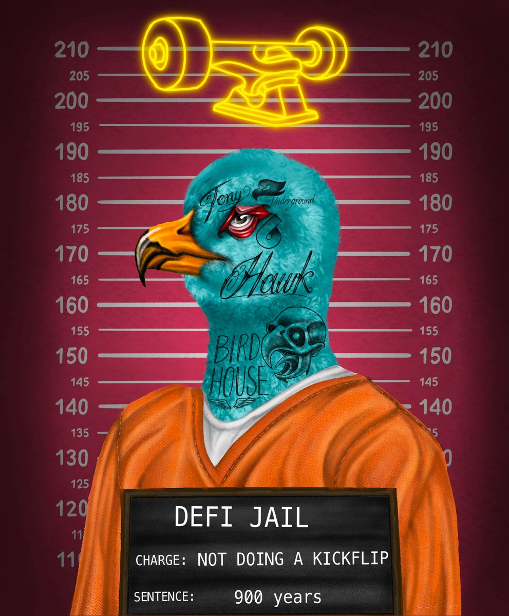 🛹Here's the Hawk x Jailbirds NFT!🛹

<a href="/tonyhawk/">Tony Hawk</a> we're still waiting for you to do a kickflip! Hope you like the artwork mate!

DM us your wallet and we'll send it over!

#NFTs #NFTartist #tonyhawk #NFTdrop #NFTLAUNCH