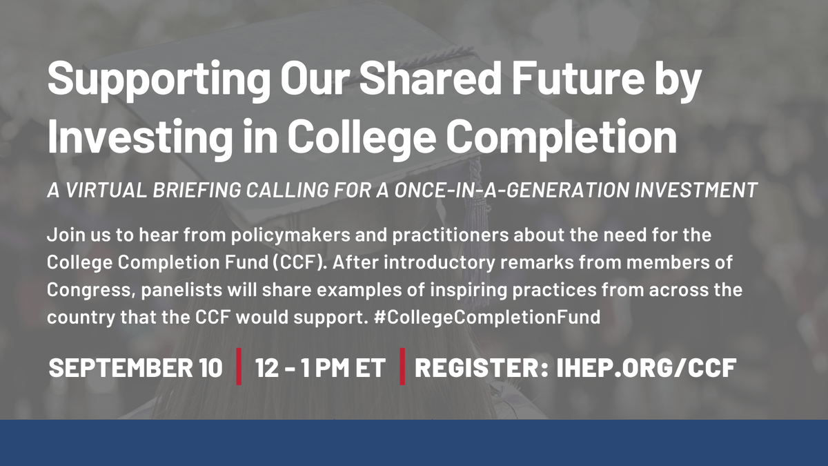 At noon ET, today, we are hosting, alongside <a href="/TICAS_org/">TICAS</a> and <a href="/Results4America/">Results for America</a>, with support from
<a href="/WeAreUnidosUS/">UnidosUS</a> and <a href="/ThirdWayEDU/">Third Way Education</a>, a briefing calling for a once-in-a-generation investment to support retention and college completion.

Register: lght.ly/lf4l5ig