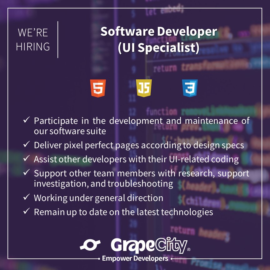 grapecity_al's tweet image. APPLY NOW at info@grapecity.com
#grapecityal #grapecitylife #valuesthatprevail #hiring #softwaredeveloper #recruiting #nowhiring #recruitment #developer