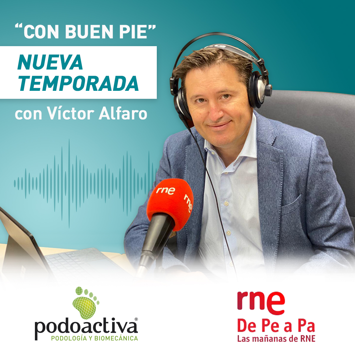 Podoactiva's tweet photo. #PODCAST 🎙 | ¡NUEVA TEMPORADA "Con buen pie"!

Tras el parón veraniego, el próximo jueves 16 de septiembre @jvictoralfaro vuelve al programa de @DePeaPaRNE en @LasMananas_rne para contarnos más temas interesantes y curiosos sobre los #pies. #Podología https://t.co/o03cFDwBCA