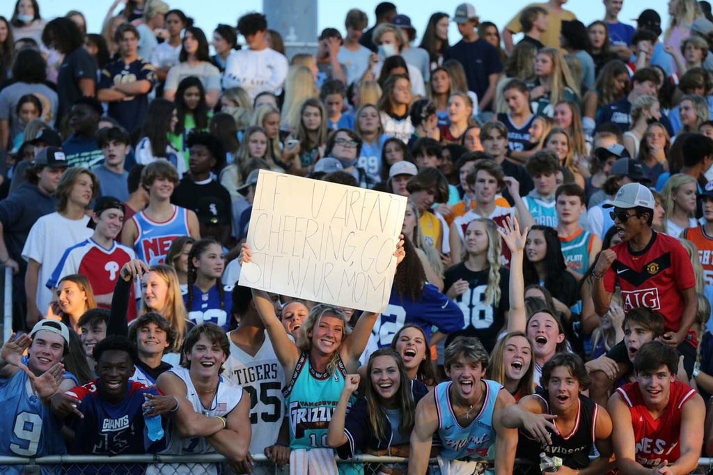 JTH_Vikings's tweet photo. It’s not game day, but we can’t express how awesome it was to see our student section this packed, and rocking last week! Can’t wait to see you guys next Friday! Let’s make Braswell stadium the toughest place to play in the MEC! 
#1TEAM https://t.co/hz2tf2TA6U