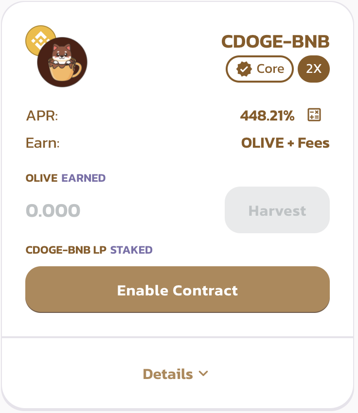 OliveCashBsc's tweet photo. #BSC
The @chocodogebsc boosted (x2) farm and new pool are live now! 
Stake $Olive to earn $CDOGE. 
Stake CDOGE/BNB to earn Olive.
https://t.co/Fyjnz5uXKR https://t.co/bv1eqVLIKe