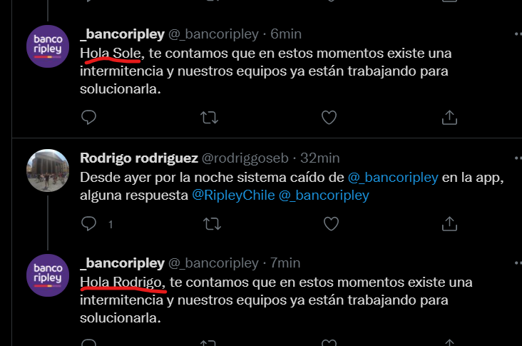 ComercioCentrl's tweet photo. @MarcoValenciaO @_bancoripley bot respondiendo las dudas @sernac hagan algo https://t.co/0CzXX5ay56