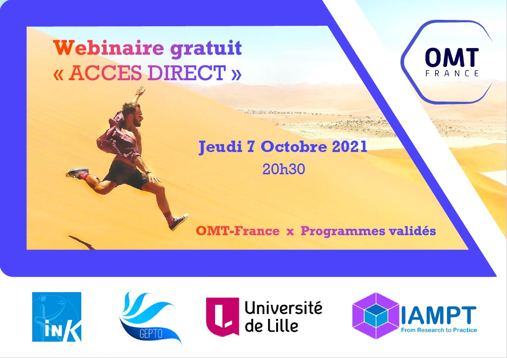 👉Jeudi 7 octobre à 20h30, OMT-France et les 3 programmes reconnus  via @fredfromentPT <a href="/nick_bphysio/">Nicolas Bellot</a> <a href="/ThiryPaul/">Paul THIRY</a>,  vous proposent un webinaire sur le thème de l’#accesdirect.
Puis table ronde avec Anthony Demont et <a href="/yvantourjansky/">yvan tourjansky</a> de l'@URPSMKIDF pour faire le lien avec le terrain