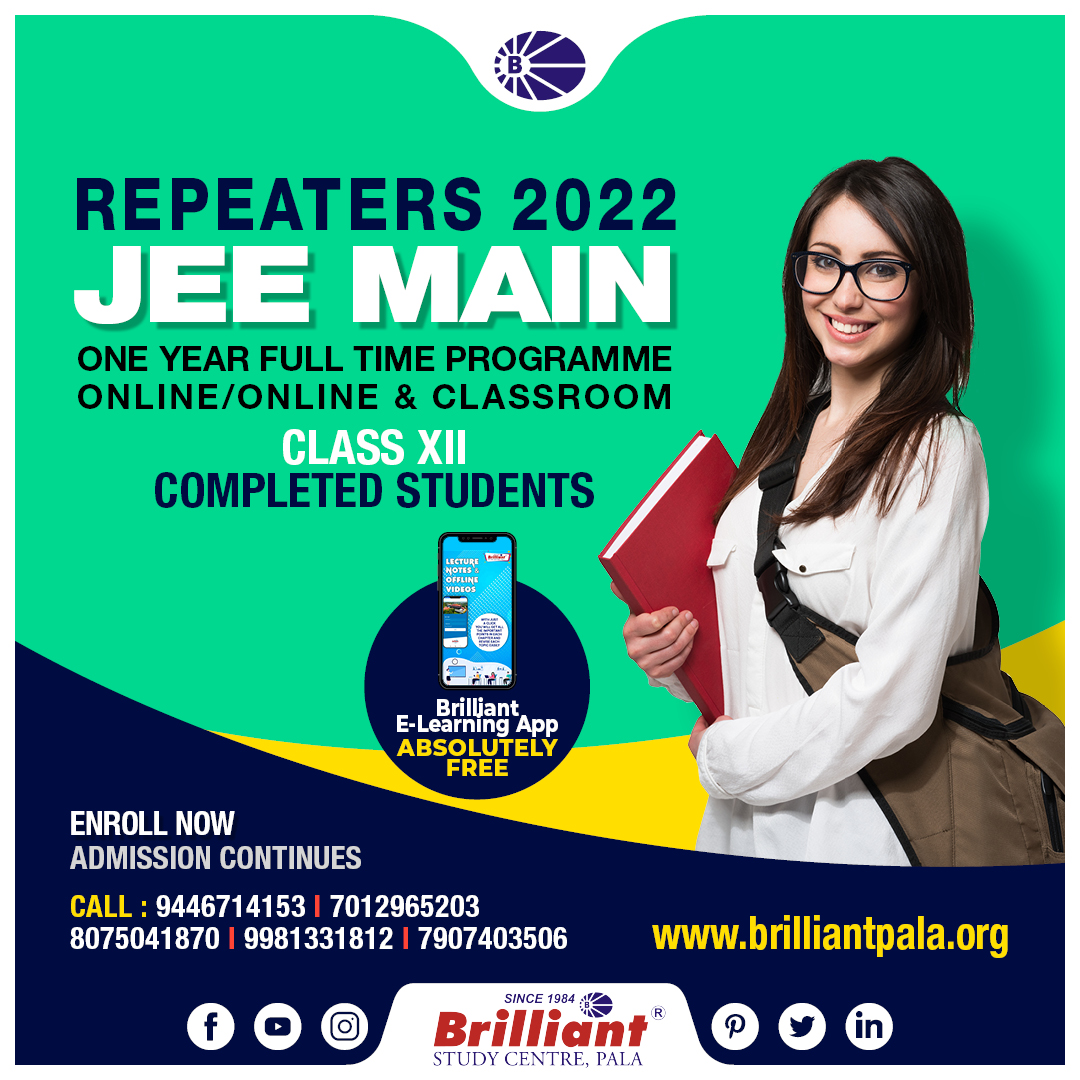 Brilliant Study Centre Pala on Twitter "REPEATERS 2022 JEE MAIN ONE