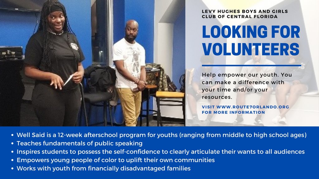 Make a difference in the lives of local children by volunteering to help with our Well Said program. Different volunteer positions are available. Learn more: bit.ly/2VLc3rw. #orlandoflorida #volunteerorlando