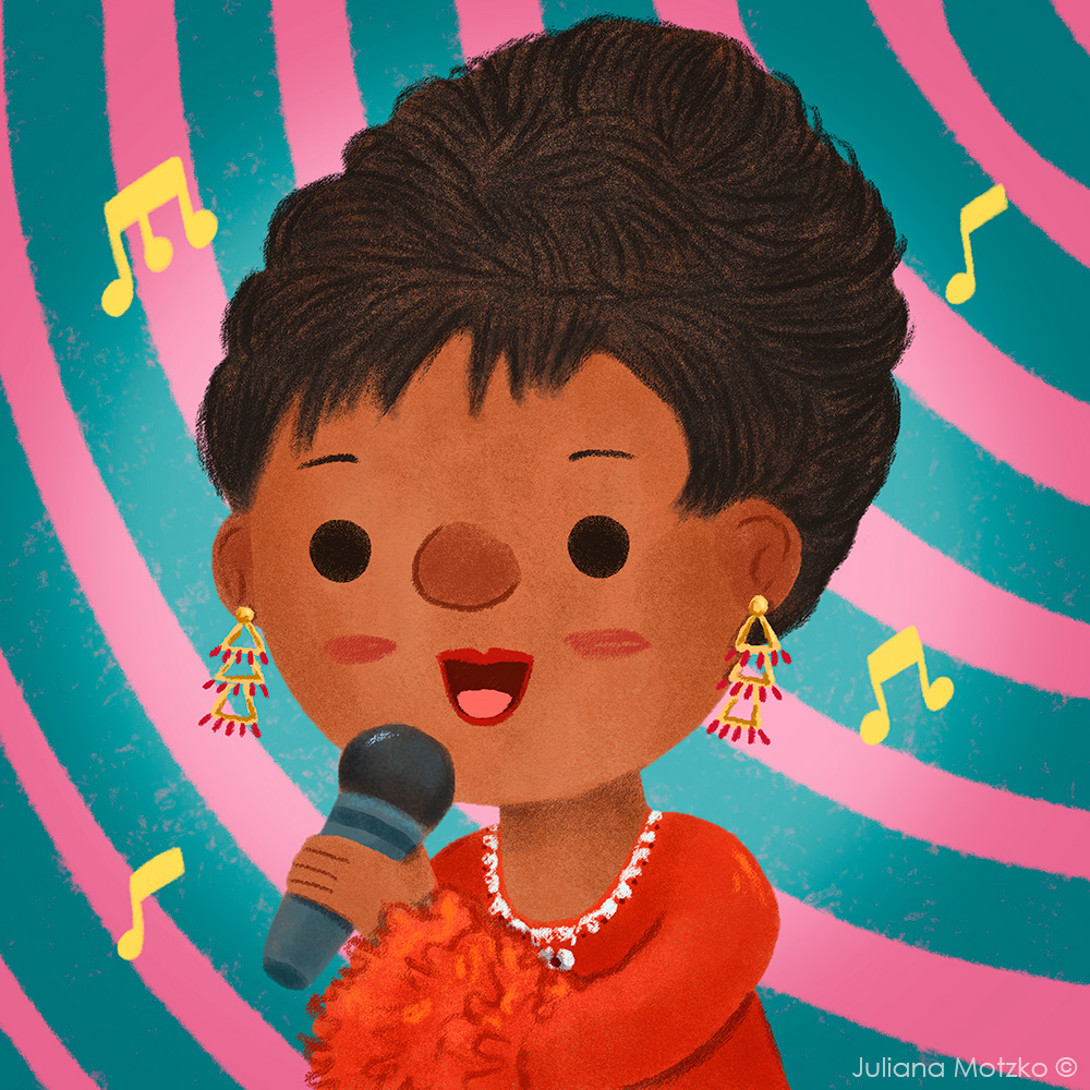 My version of one of the best singers ever. The amazing Queen of Soul: Aretha Franklin!

#ArethaFranklin #Soul #QueenOfSoul #Aretha #Music #Singer #BestSinger #Cute #CutePortraits #childrenspublishing  #inspiringpeople #Art #artist #illustration #illustrator #JulianaMotzko