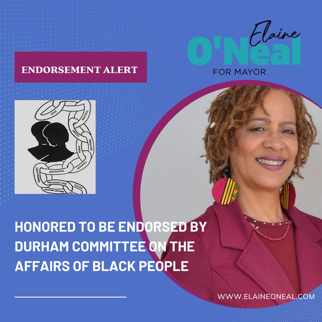 It is an honor to receive the support and endorsement of the @dcabp35. Thank you! #Elaine4Durham #Elaine4Everyone #UnitedNotDivided  #Durham #OneDurham #unitednotdivided #strongertogether #voteforelaineoneal #oneal4durm #unitedDurham #bullcity