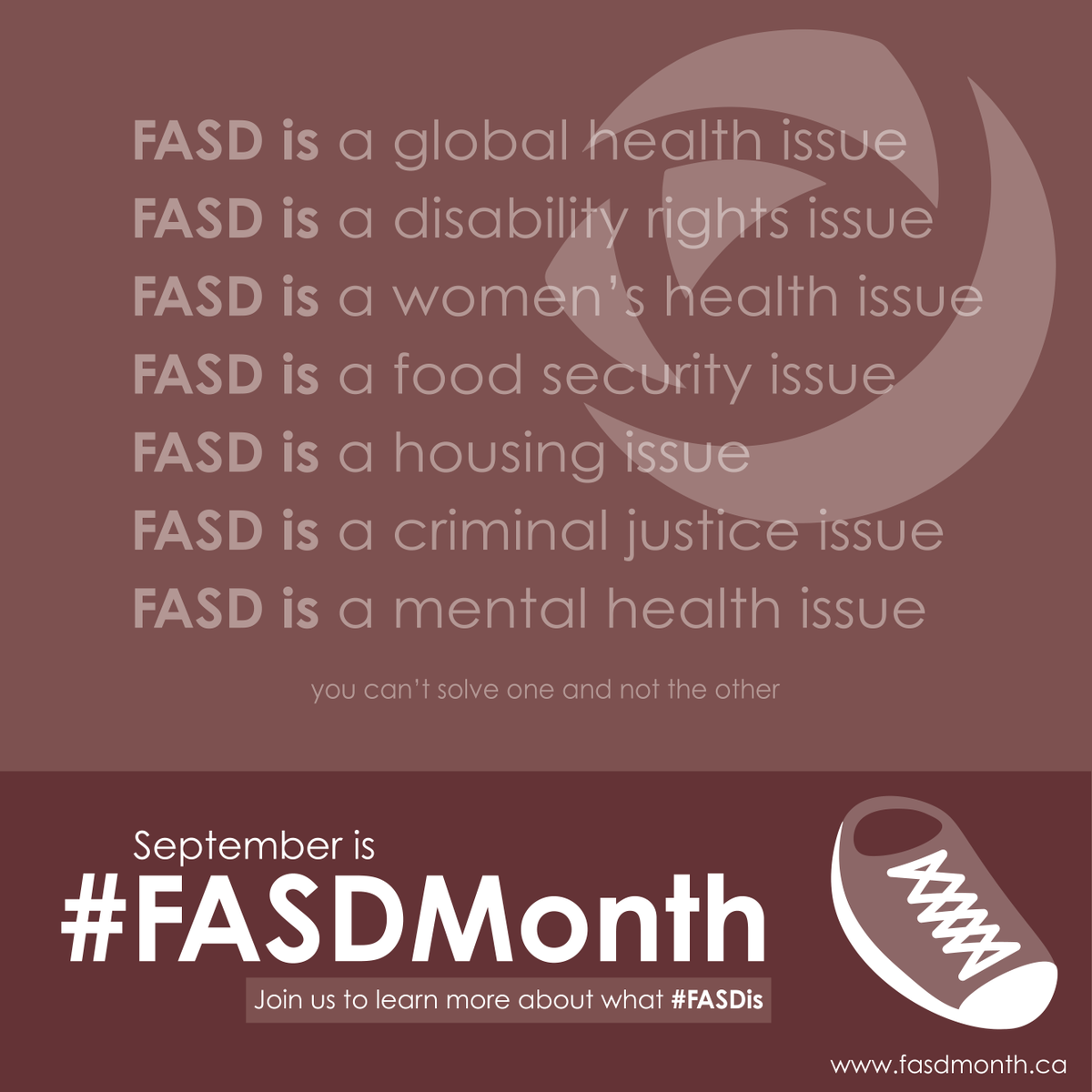 Talk4Healing's tweet photo. September is #FASDMonth.
#FASDis: a global health issue, a disability rights issue, a women’s health issue, a food security issue, a housing issue, a criminal justice issue, a mental health issue…
Visit https://t.co/DzgnTF6dWZ for more information https://t.co/HzOfjS0fpl
