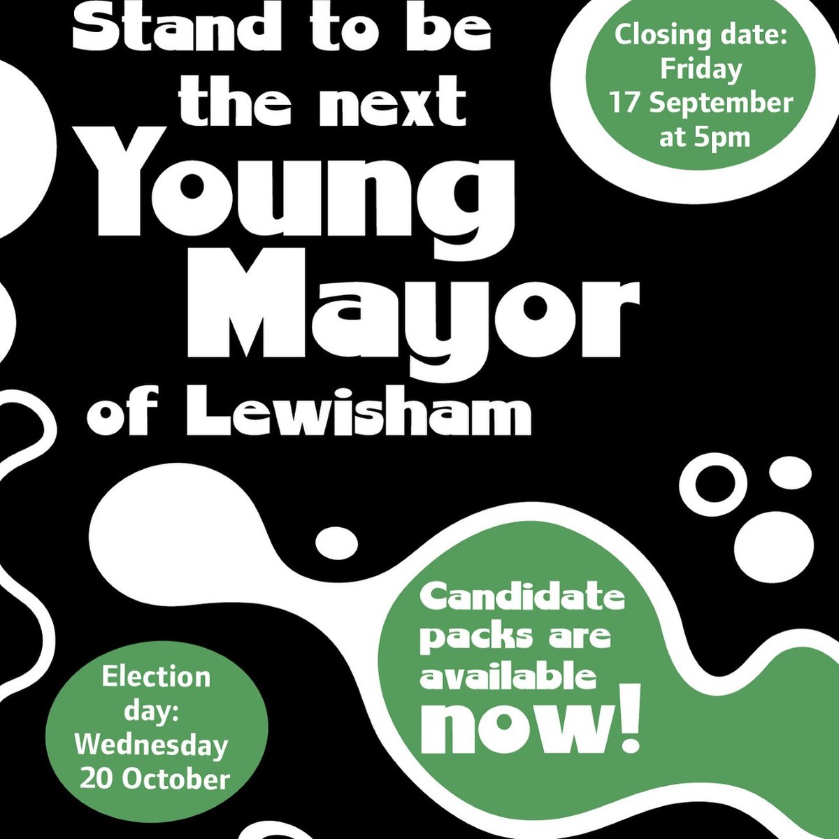 Still time to stand to be the next #Lewisham # YoungMayor 

Download the candidates pack and get it back to the team by 5pm, 17 September!!
lewishamyoungmayor.com/post/stand-to-…

#youthvoice #makechange