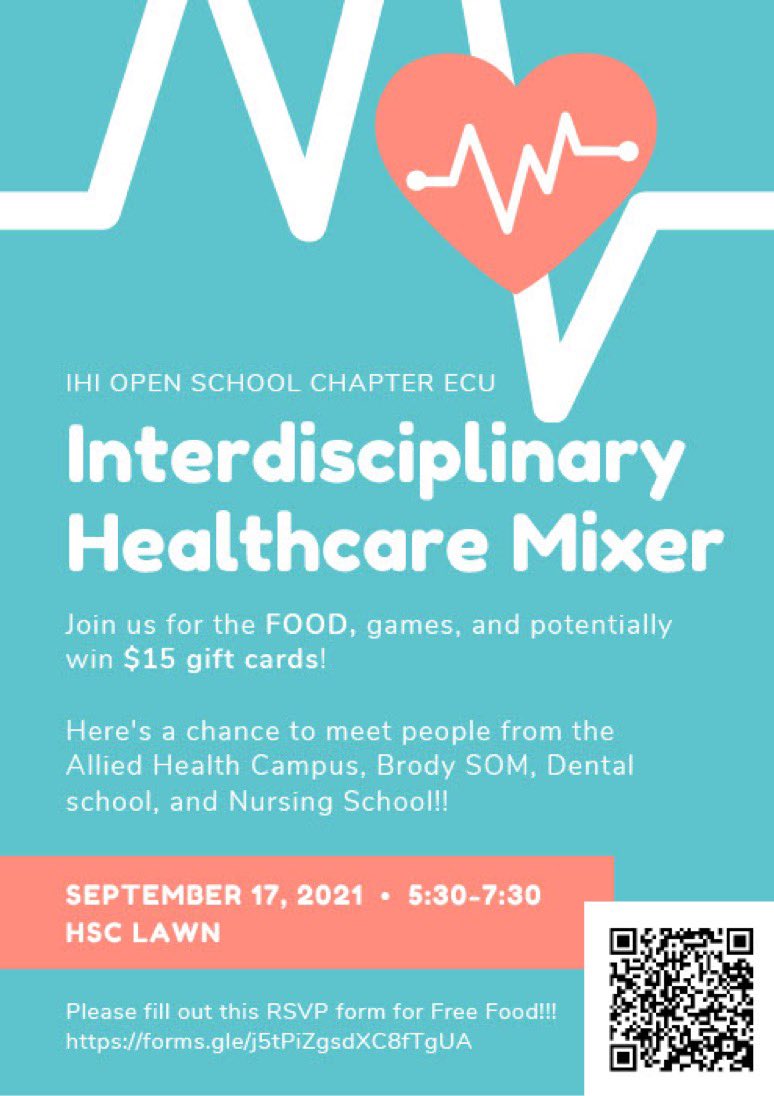 Serena Mooney (@serena_mooney) on Twitter photo Calling all ECU health sciences students ‼️ Join <a href="/ECU_IHI/">ECU IHI Open School</a> in our first interdisciplinary mixer 🩺 Learn how to do an oral exam, wheelchair transport, CPR, and more with free food and prizes!
Details below 👇
RSVP at forms.gle/j5tPiZgsdXC8fT… Calling all ECU health sciences students ‼️ Join <a href="/ECU_IHI/">ECU IHI Open School</a> in our first interdisciplinary mixer 🩺 Learn how to do an oral exam, wheelchair transport, CPR, and more with free food and prizes!
Details below 👇
RSVP at forms.gle/j5tPiZgsdXC8fT…