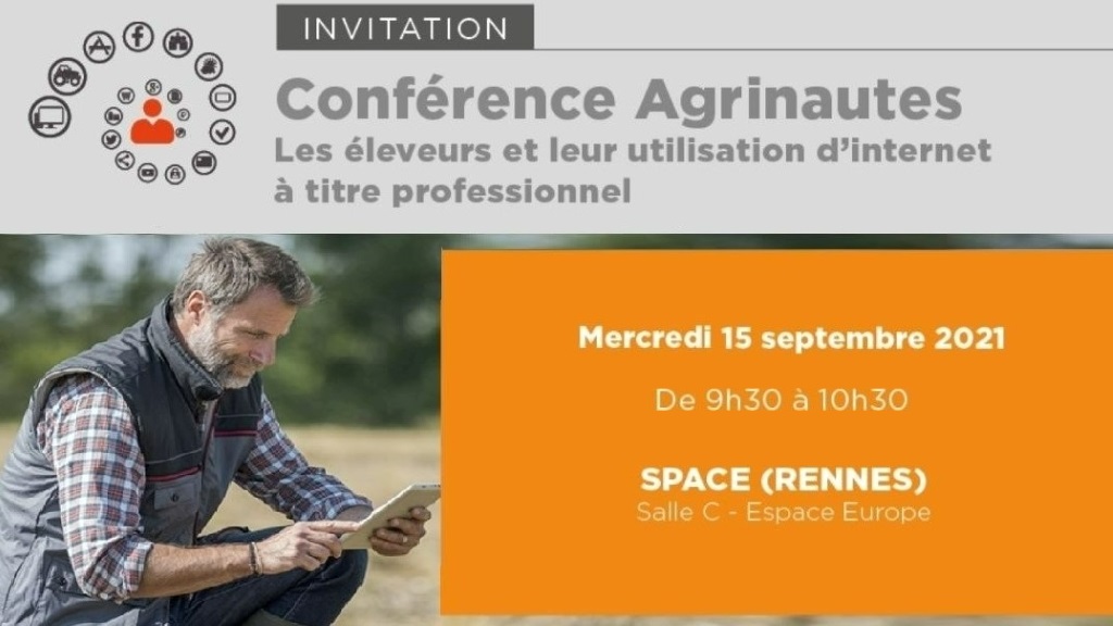 Vous y serez ?💡
🗓️ Conférence #Agrinautes le 15/09/2021 au <a href="/SPACERennes/">SPACE</a> #Space2021 : les #agriculteurs et leur utilisation d'#internet 👩‍🌾👨‍🌾💻📲 avec focus #éleveurs
➡️Inscription sur studioagri.fr/2021/MDS/07_S3… ⬅️
#agriculture #élevage #AgTech #RéseauxSociaux #ecommerce #OAD #FrAgTw