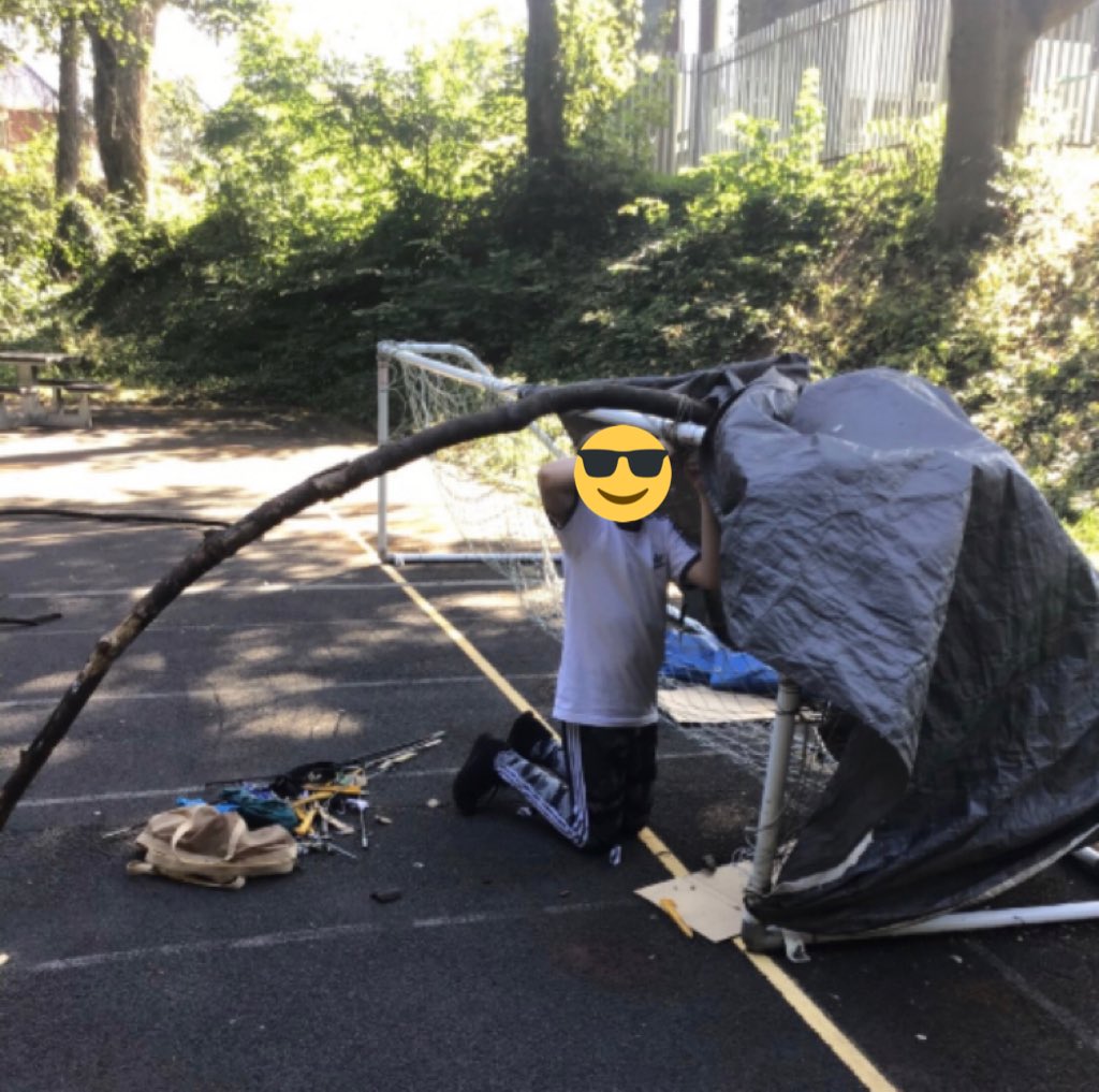 rtagateshead's tweet photo. Some of our KS4 learners this week have been enjoying their first history focused drop down curriculum day and looking at life in wartime Britain! This was just one of the activities throughout the day based on creating shelters and survival skills! #RTAcommunity https://t.co/Z6b8LpdZMt