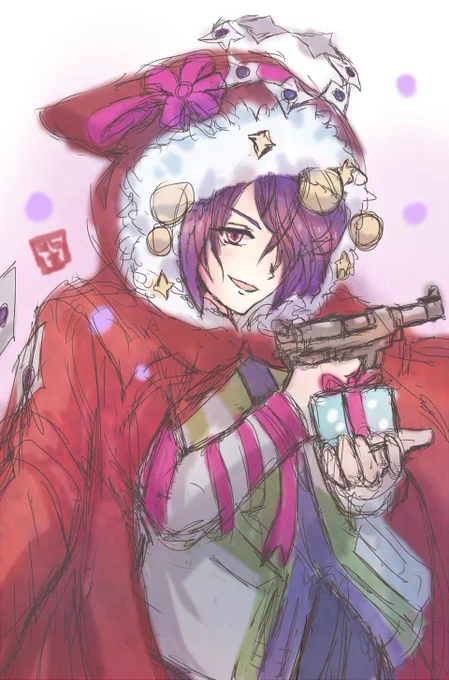 #コトダマン深夜のお絵かき60分一本勝負 今宵のお題は「わ行」ということでワルサーンタさんを描いてみました(*'ω`) 