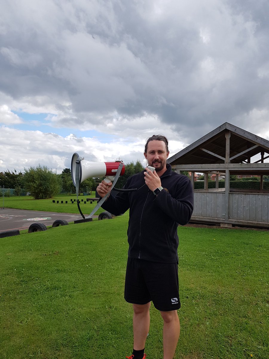 Ready for go! Our very own Joe Wicks (Mr McMahon) is excited to lead a whole school fitness session for the end of #onetrustonechallenge! <a href="/Michael_240Z/">Michael Rowland</a> favourite toy is back in action! 😉 #health #wellbeing #TeamTJI
