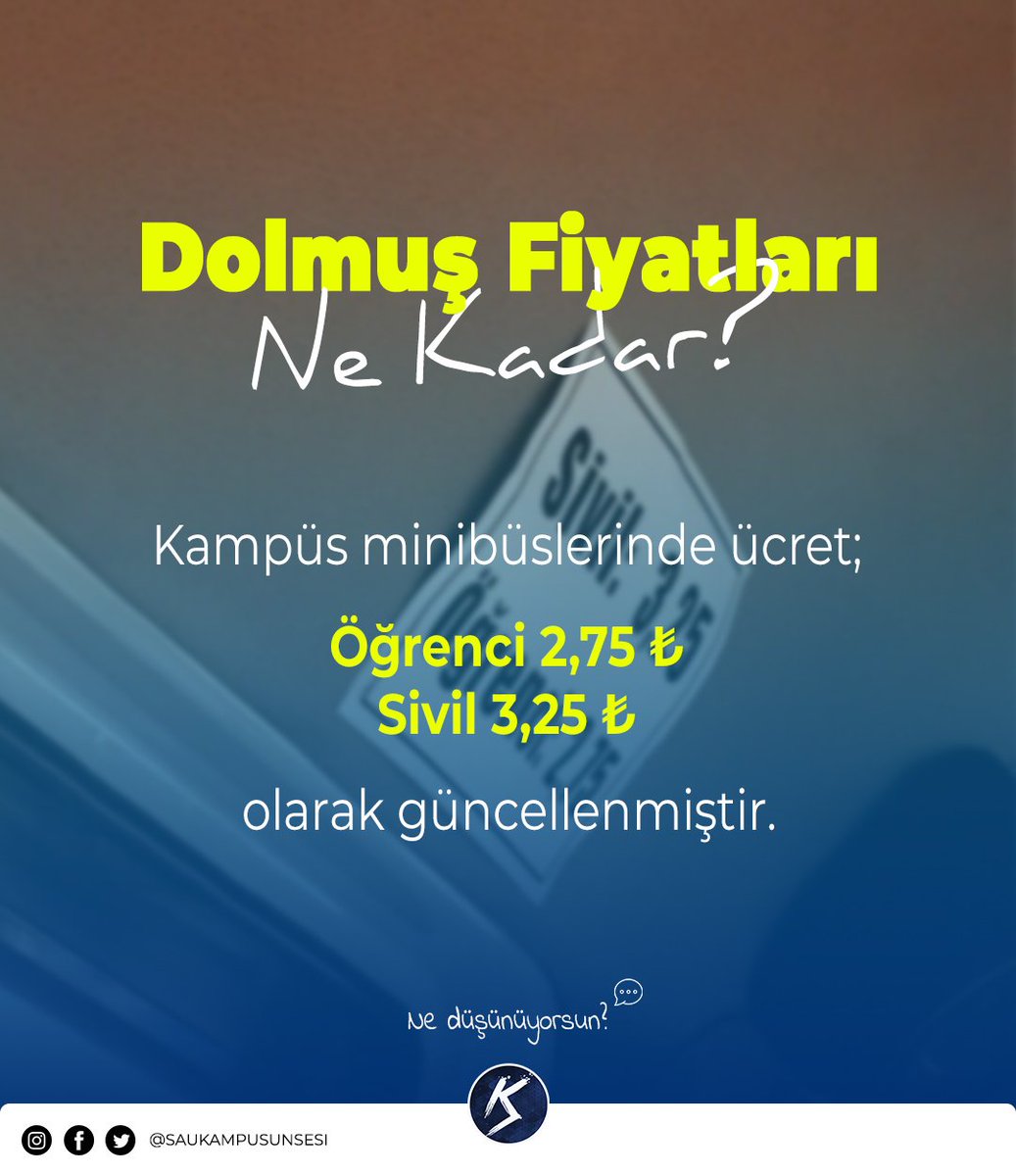 Geçen seneye oranla, bu sene öğrenci fiyatlarına bir lira zam gelse de yine de umudumuzu kaybetmiyoruz arkadaşlar.😥 <a href="/FatihSavasan/">FatihSavasan</a> <a href="/Adiguzel_Yusuf/">Yusuf Adıgüzel</a> <a href="/sauiletisim/">SAÜ İletişim Fakültesi</a> #sakaryaüniversitesi #tercih2021 #yöktercih