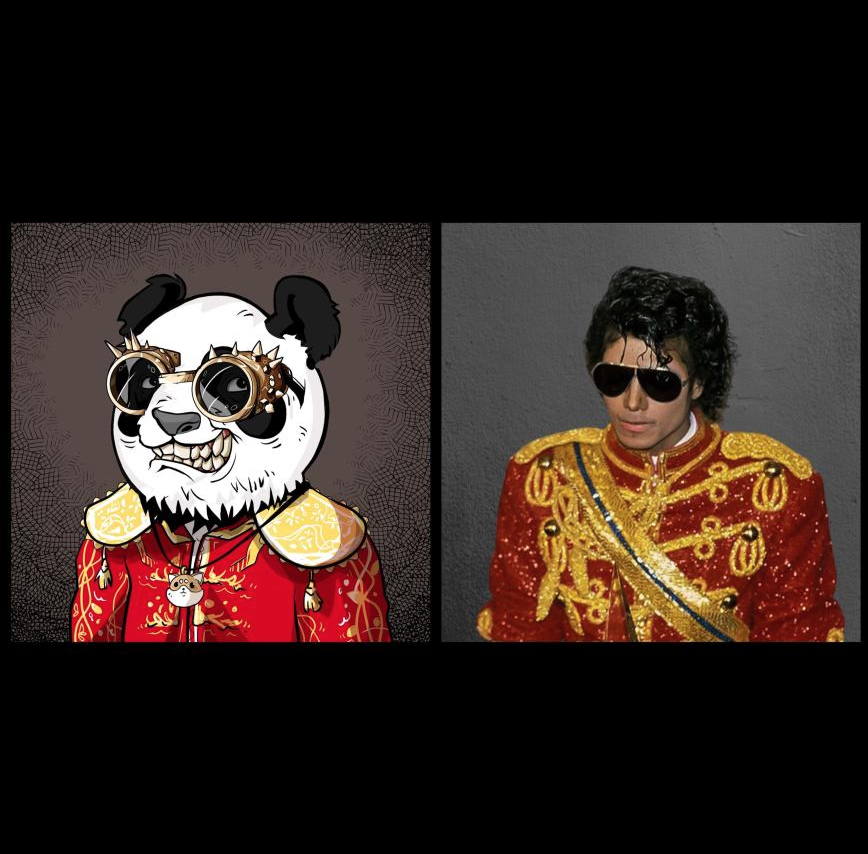 PNDynasty's tweet photo. We have some panda doppelgangers in the house 👀

Your panda remind you of someone?
#PandaDynasty #MichaelJackson #Pandamonium #Crypto #NFT #NFTCommunity https://t.co/LS1fNiDoV3